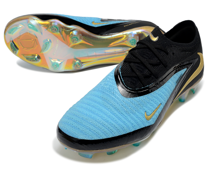 Phantom GX III Elite Low-Top with Double-Layer Waterproof Fish Silk Full Knit FG Soccer Shoes - Blue/Black/Gold
