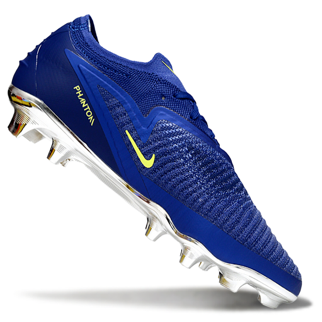Phantom GX III Elite Low-Top with Double-Layer Waterproof Fish Silk Full Knit FG Soccer Shoes - Blue/Luminous Green/Metallic Silver