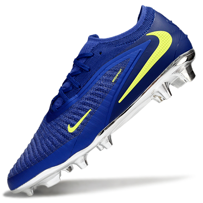 Phantom GX III Elite Low-Top with Double-Layer Waterproof Fish Silk Full Knit FG Soccer Shoes - Blue/Luminous Green/Metallic Silver