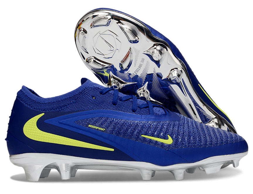 Phantom GX III Elite Low-Top with Double-Layer Waterproof Fish Silk Full Knit FG Soccer Shoes - Blue/Luminous Green/Metallic Silver