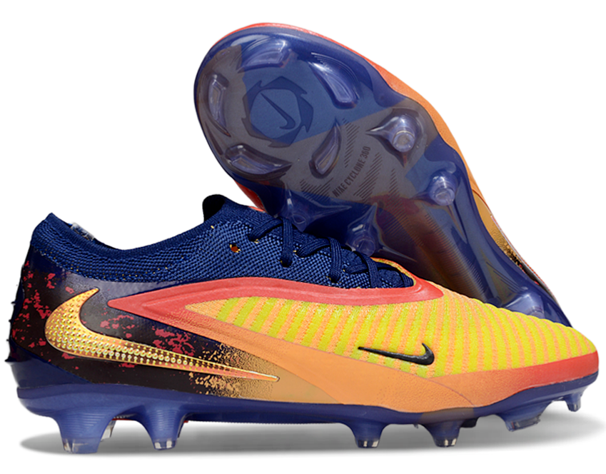 Phantom GX III Elite Low-Top with Double-Layer Waterproof Fish Silk Full Knit FG Soccer Shoes - Laser Orange/Blue Void/Red/Yellow
