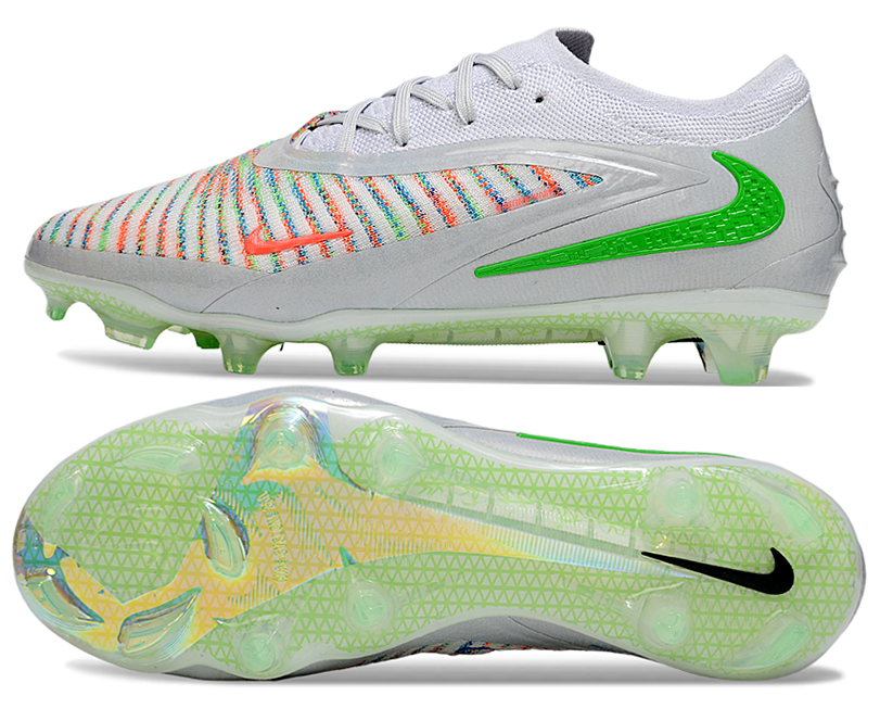 Phantom GX III Elite Low-Top with Double-Layer Waterproof Fish Silk Full Knit FG Soccer Shoes - White/Green/Multicolor