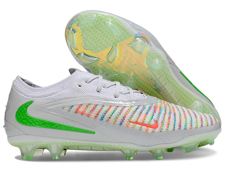 Phantom GX III Elite Low-Top with Double-Layer Waterproof Fish Silk Full Knit FG Soccer Shoes - White/Green/Multicolor