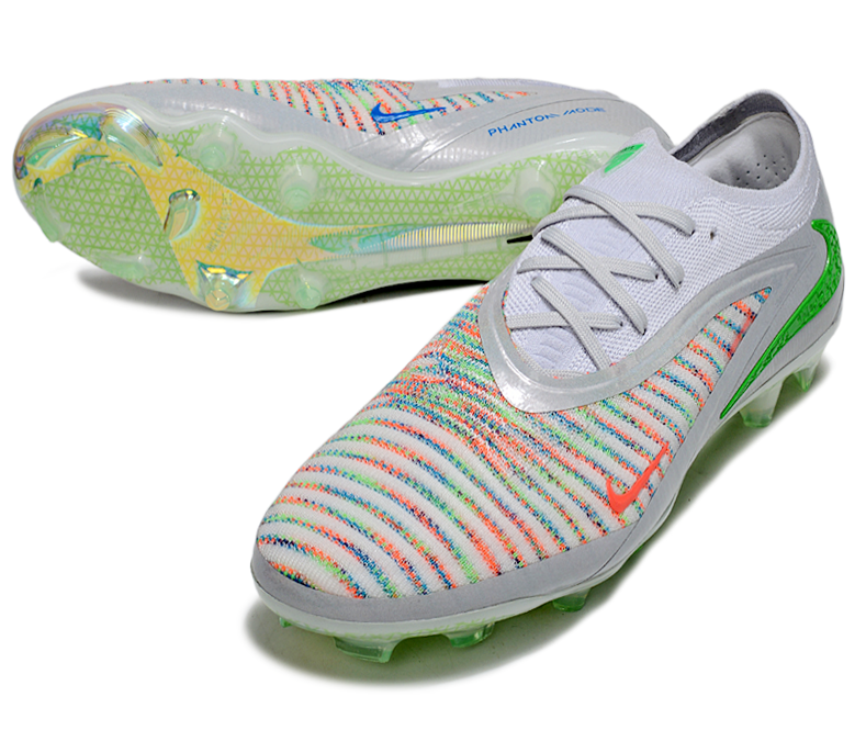 Phantom GX III Elite Low-Top with Double-Layer Waterproof Fish Silk Full Knit FG Soccer Shoes - White/Green/Multicolor
