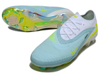 Phantom GX III Elite Low-Top with Double-Layer Waterproof Fish Silk Full Knit FG Soccer Shoes - White/Light Blue/Neon Yellow