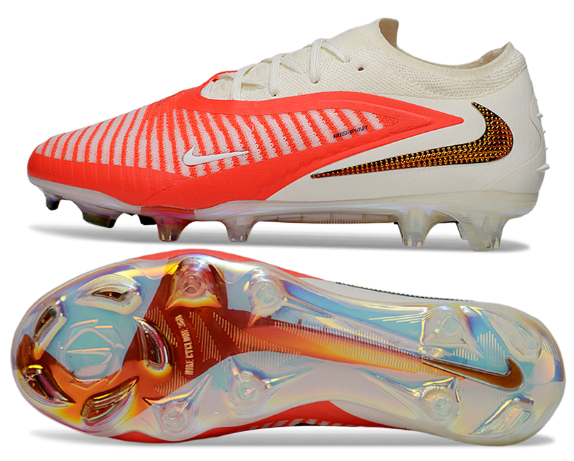 Phantom GX III Elite Low-Top with Double-Layer Waterproof Fish Silk Full Knit FG Soccer Shoes - White/Orange/Gold