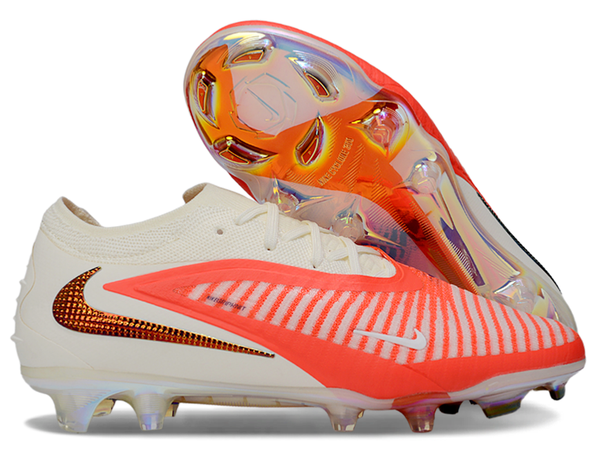 Phantom GX III Elite Low-Top with Double-Layer Waterproof Fish Silk Full Knit FG Soccer Shoes - White/Orange/Gold