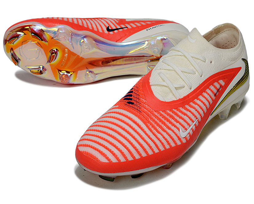 Phantom GX III Elite Low-Top with Double-Layer Waterproof Fish Silk Full Knit FG Soccer Shoes - White/Orange/Gold