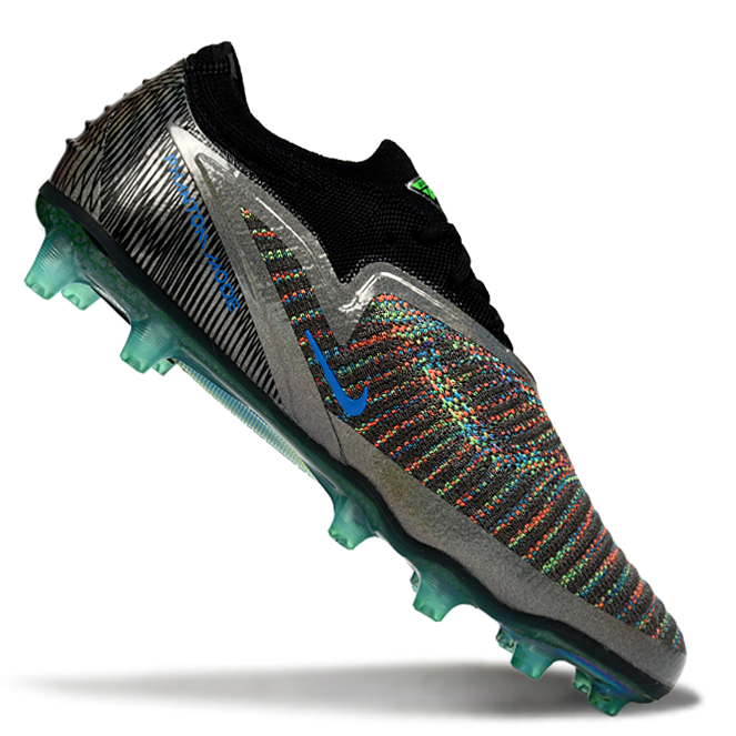 Phantom GX III Elite Low-Top with Double-Layer Waterproof Fishnet Full Knit AG Soccer Shoes - Black/Grey/Silver/Green