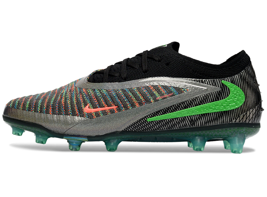 Phantom GX III Elite Low-Top with Double-Layer Waterproof Fishnet Full Knit AG Soccer Shoes - Black/Grey/Silver/Green