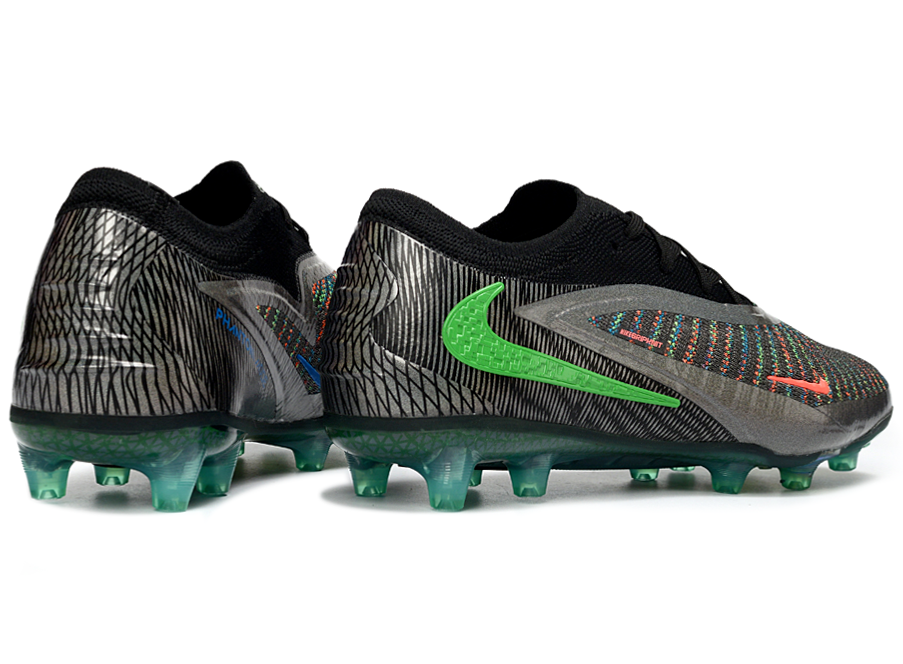 Phantom GX III Elite Low-Top with Double-Layer Waterproof Fishnet Full Knit AG Soccer Shoes - Black/Grey/Silver/Green