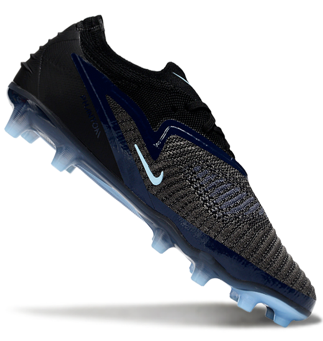 Phantom GX III Elite Low-Top with Double-Layer Waterproof Fishnet Full Knit AG Soccer Shoes - Black/Light Blue