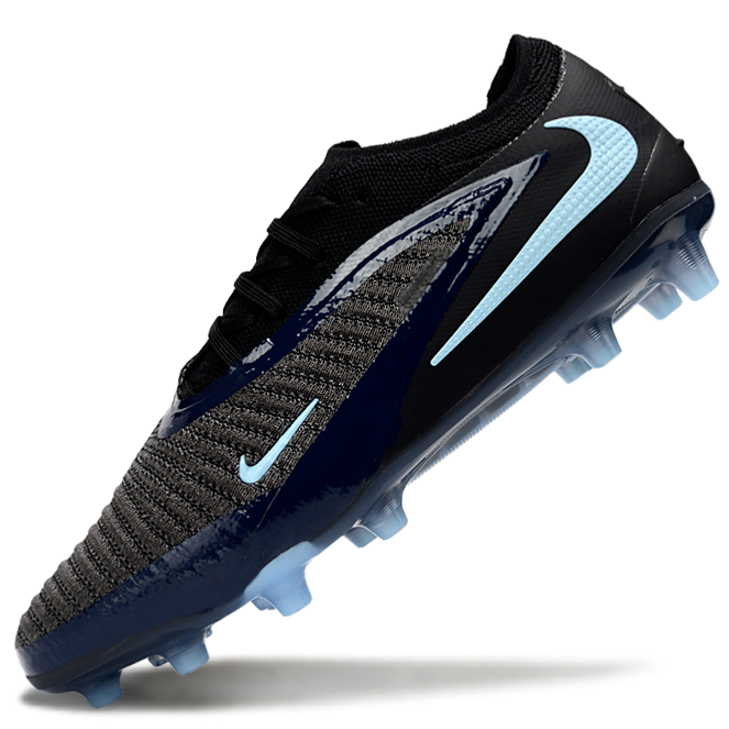 Phantom GX III Elite Low-Top with Double-Layer Waterproof Fishnet Full Knit AG Soccer Shoes - Black/Light Blue