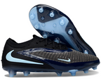 Phantom GX III Elite Low-Top with Double-Layer Waterproof Fishnet Full Knit AG Soccer Shoes - Black/Light Blue