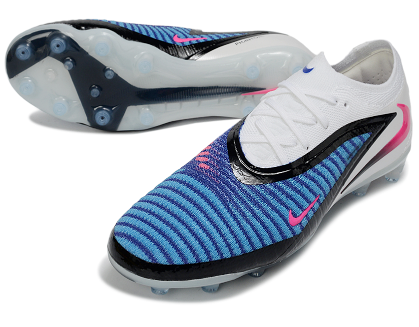 Phantom GX III Elite Low-Top with Double-Layer Waterproof Fishnet Full Knit AG Soccer Shoes - Blue/White/Black/Pink