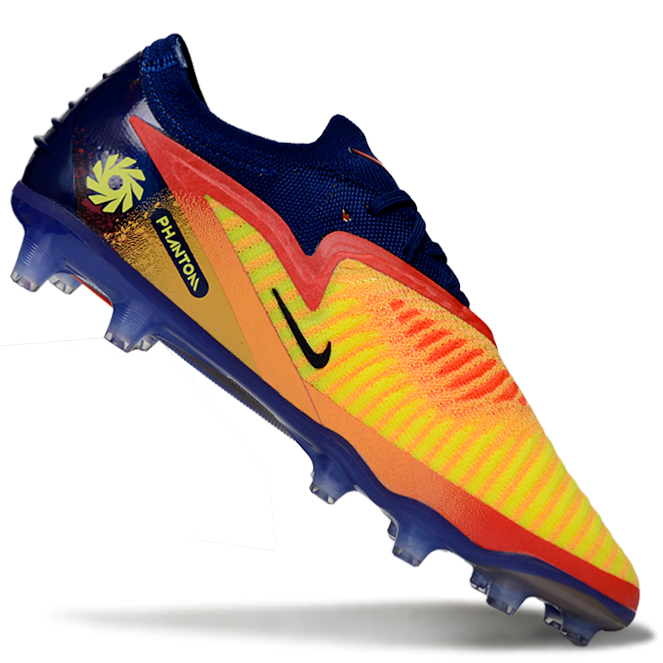Phantom GX III Elite Low-Top with Double-Layer Waterproof Fishnet Full Knit AG Soccer Shoes - Laser Orange/Blue Void/Red/Yellow