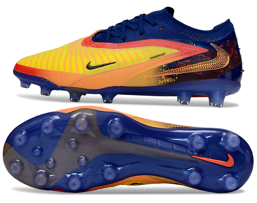 Phantom GX III Elite Low-Top with Double-Layer Waterproof Fishnet Full Knit AG Soccer Shoes - Laser Orange/Blue Void/Red/Yellow