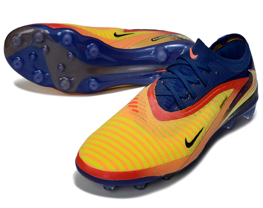 Phantom GX III Elite Low-Top with Double-Layer Waterproof Fishnet Full Knit AG Soccer Shoes - Laser Orange/Blue Void/Red/Yellow