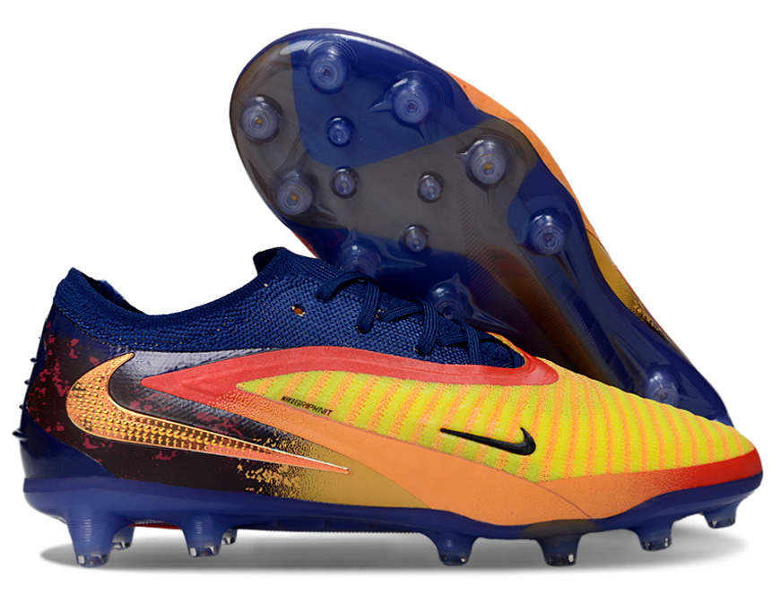 Phantom GX III Elite Low-Top with Double-Layer Waterproof Fishnet Full Knit AG Soccer Shoes - Laser Orange/Blue Void/Red/Yellow