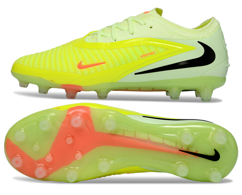Phantom GX III Elite Low-Top with Double-Layer Waterproof Fishnet Full Knit AG Soccer Shoes - Lime Green/Hyper Crimson/Black