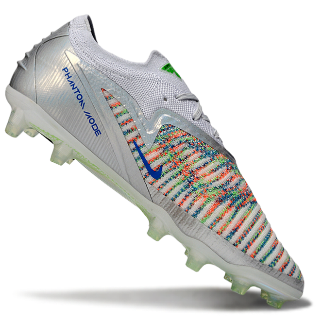 Phantom GX III Elite Low-Top with Double-Layer Waterproof Fishnet Full Knit AG Soccer Shoes - Silver/Multicolor