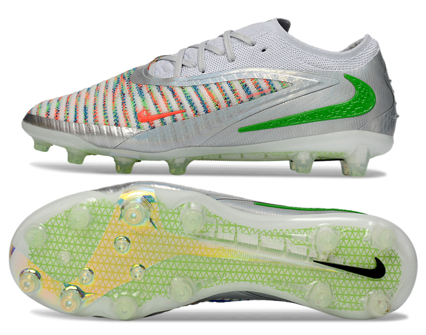 Phantom GX III Elite Low-Top with Double-Layer Waterproof Fishnet Full Knit AG Soccer Shoes - Silver/Multicolor