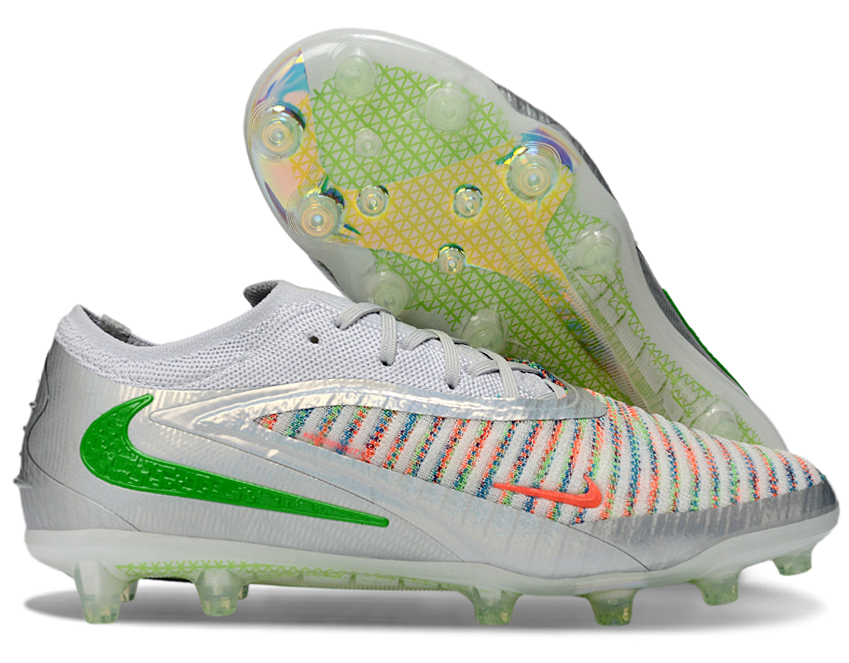 Phantom GX III Elite Low-Top with Double-Layer Waterproof Fishnet Full Knit AG Soccer Shoes - Silver/Multicolor