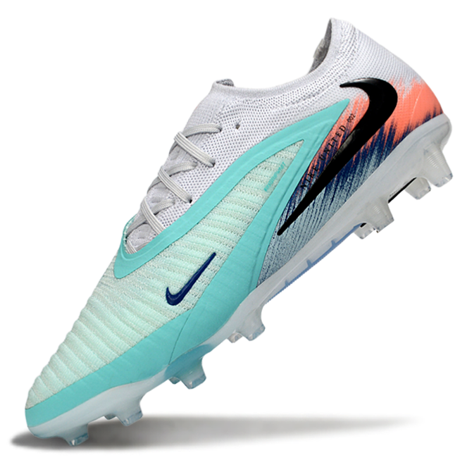 Phantom GX III Elite Low-Top with Double-Layer Waterproof Fishnet Full Knit AG Soccer Shoes - White/Pistachio Frost/Hyper Orange