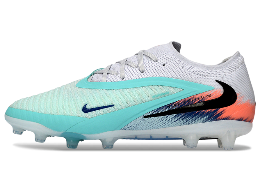 Phantom GX III Elite Low-Top with Double-Layer Waterproof Fishnet Full Knit AG Soccer Shoes - White/Pistachio Frost/Hyper Orange