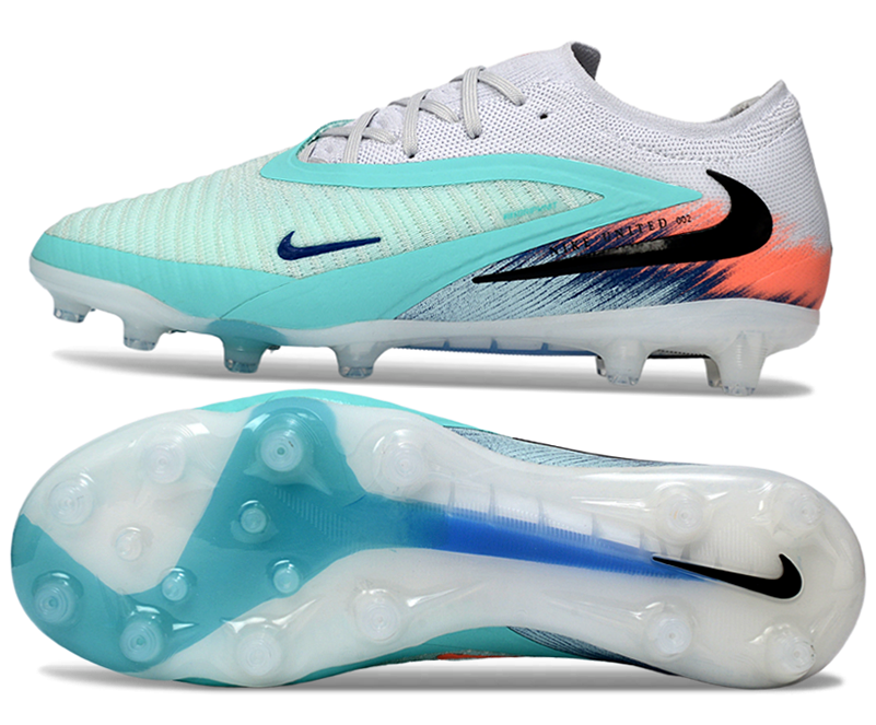 Phantom GX III Elite Low-Top with Double-Layer Waterproof Fishnet Full Knit AG Soccer Shoes - White/Pistachio Frost/Hyper Orange