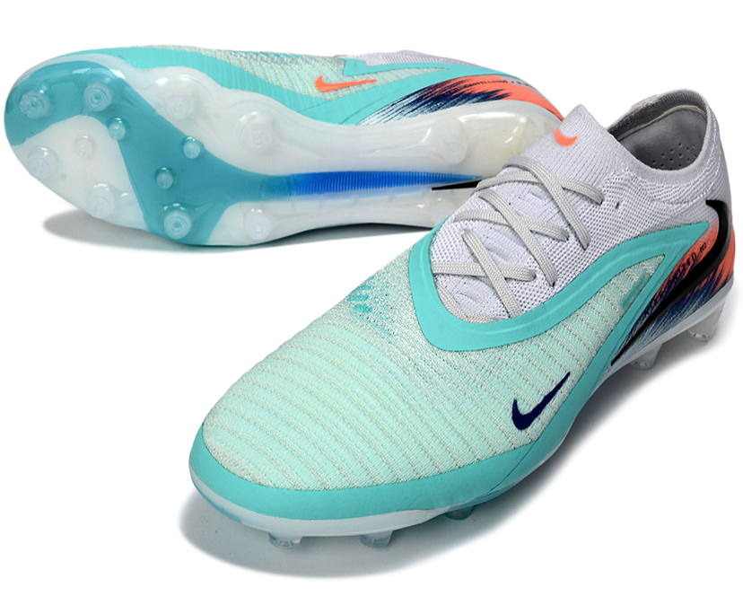 Phantom GX III Elite Low-Top with Double-Layer Waterproof Fishnet Full Knit AG Soccer Shoes - White/Pistachio Frost/Hyper Orange