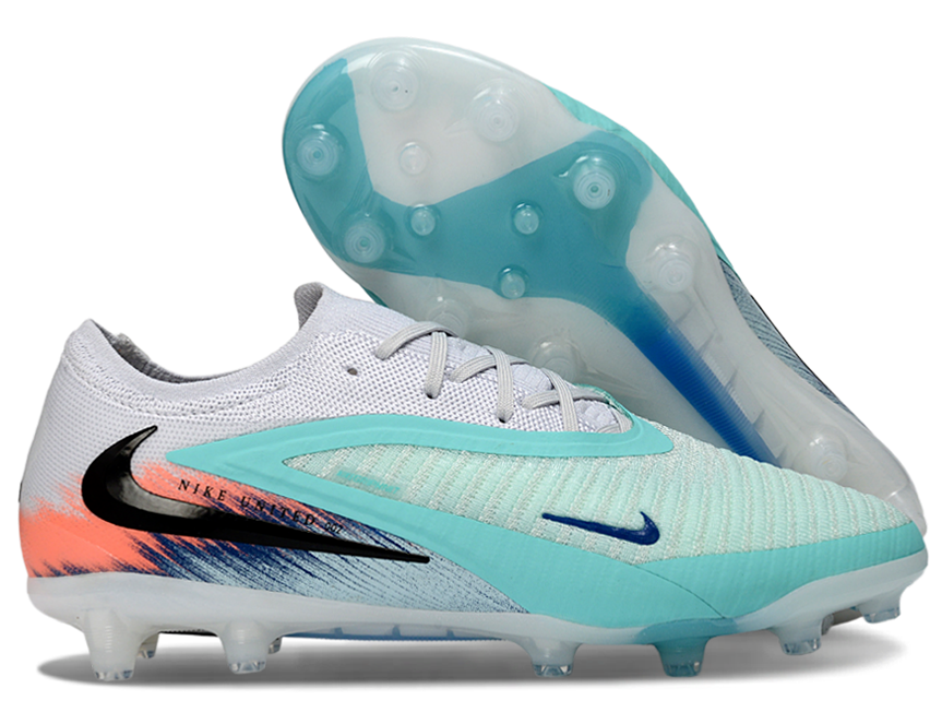 Phantom GX III Elite Low-Top with Double-Layer Waterproof Fishnet Full Knit AG Soccer Shoes - White/Pistachio Frost/Hyper Orange