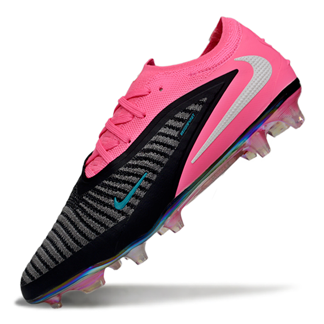Phantom GX III Elite Low-Top with Double-Layer Waterproof Fishnet Full Knit FG Soccer Shoes - Black/Hyper Pink
