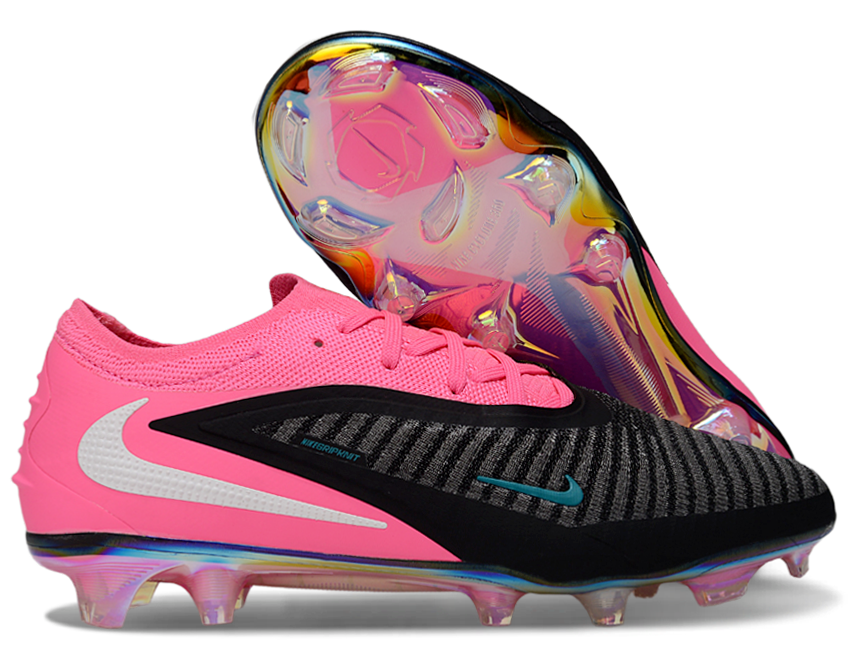Phantom GX III Elite Low-Top with Double-Layer Waterproof Fishnet Full Knit FG Soccer Shoes - Black/Hyper Pink