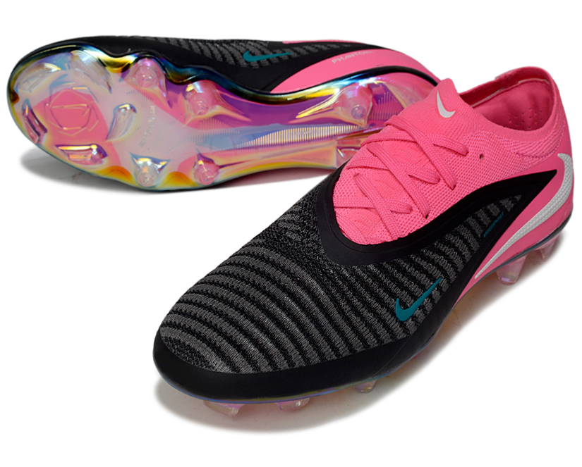 Phantom GX III Elite Low-Top with Double-Layer Waterproof Fishnet Full Knit FG Soccer Shoes - Black/Hyper Pink