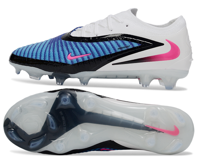 Phantom GX III Elite Low-Top with Double-Layer Waterproof Fishnet Full Knit FG Soccer Shoes - Blue/White/Black/Pink