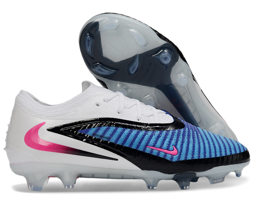 Phantom GX III Elite Low-Top with Double-Layer Waterproof Fishnet Full Knit FG Soccer Shoes - Blue/White/Black/Pink