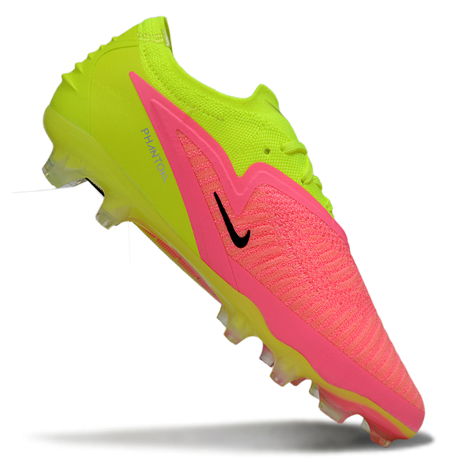 Phantom GX III Elite Low-Top with Double-Layer Waterproof Fishnet Full Knit FG Soccer Shoes - Lime Green/Pink/Blue
