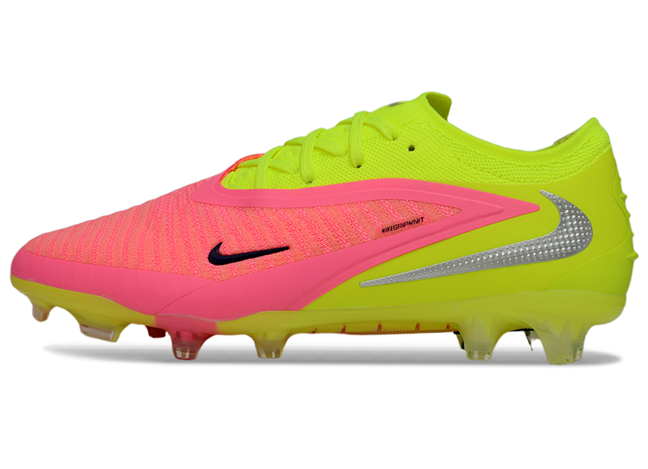 Phantom GX III Elite Low-Top with Double-Layer Waterproof Fishnet Full Knit FG Soccer Shoes - Lime Green/Pink/Blue