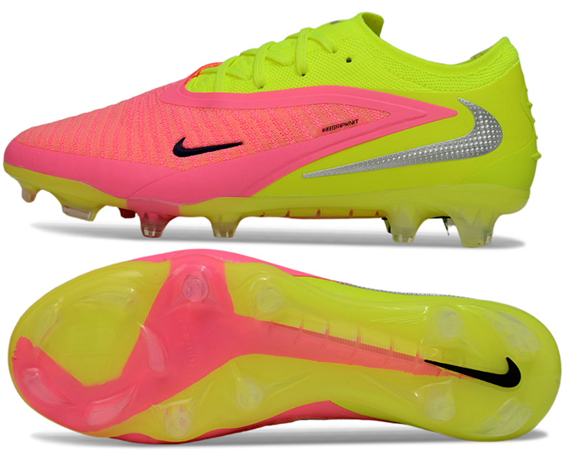 Phantom GX III Elite Low-Top with Double-Layer Waterproof Fishnet Full Knit FG Soccer Shoes - Lime Green/Pink/Blue
