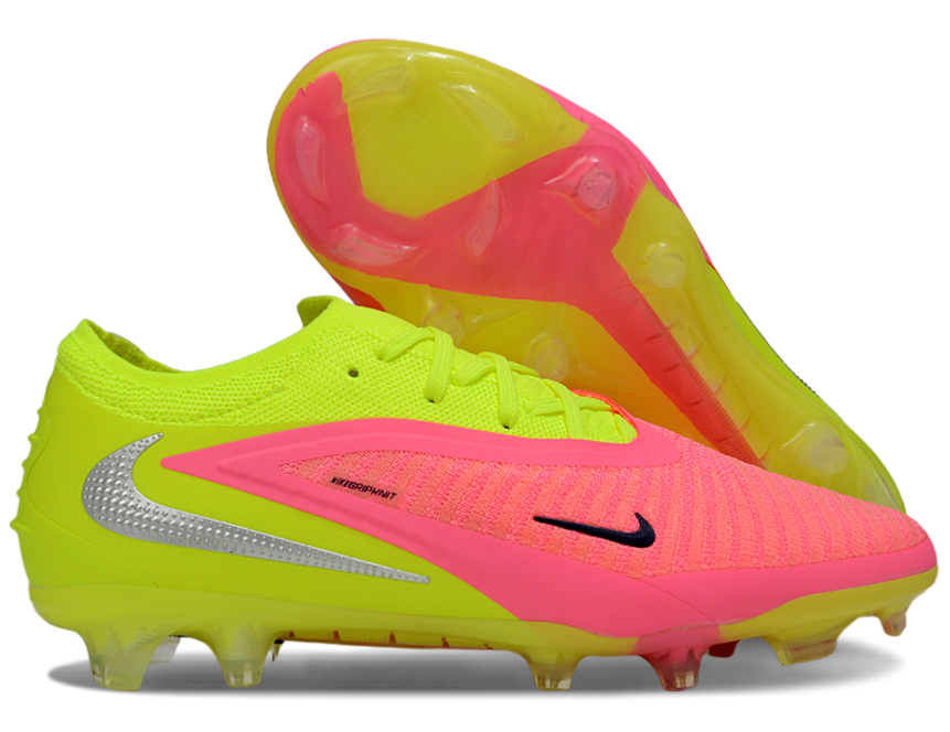 Phantom GX III Elite Low-Top with Double-Layer Waterproof Fishnet Full Knit FG Soccer Shoes - Lime Green/Pink/Blue