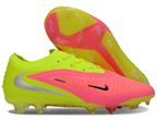 Phantom GX III Elite Low-Top with Double-Layer Waterproof Fishnet Full Knit FG Soccer Shoes - Lime Green/Pink/Blue