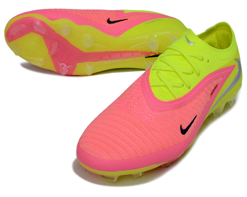 Phantom GX III Elite Low-Top with Double-Layer Waterproof Fishnet Full Knit FG Soccer Shoes - Lime Green/Pink/Blue