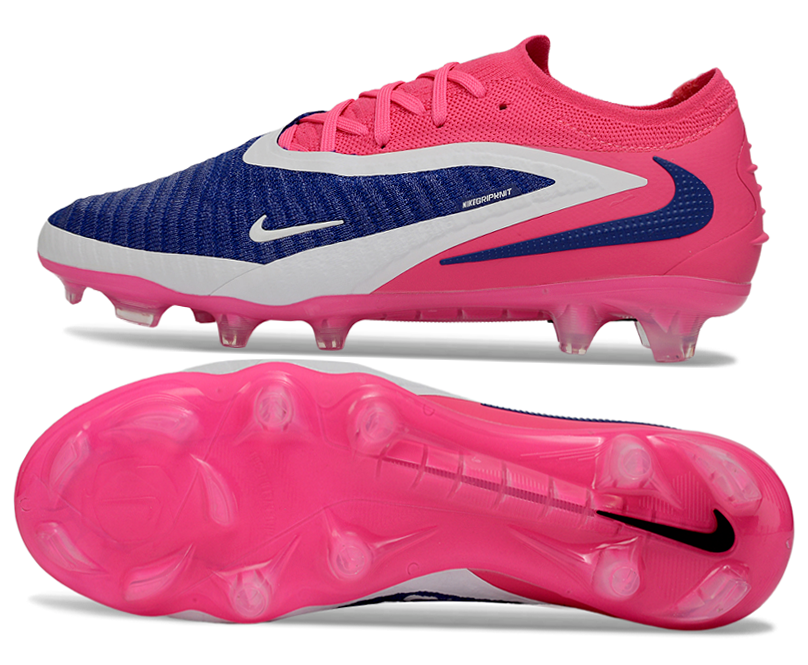Phantom GX III Elite Low-Top with Double-Layer Waterproof Fishnet Full Knit FG Soccer Shoes - Racer Blue/Pink Blast/White