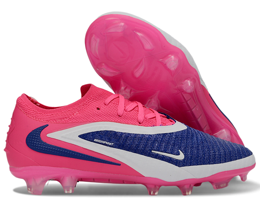 Phantom GX III Elite Low-Top with Double-Layer Waterproof Fishnet Full Knit FG Soccer Shoes - Racer Blue/Pink Blast/White
