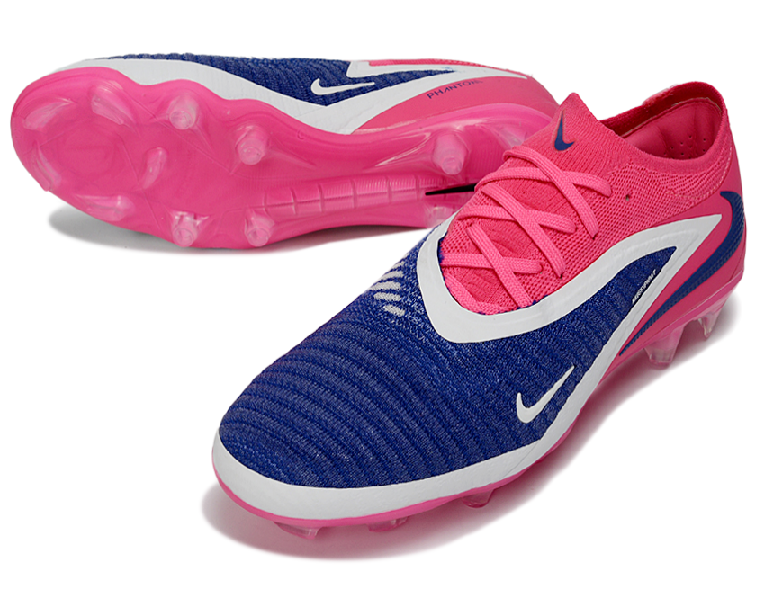 Phantom GX III Elite Low-Top with Double-Layer Waterproof Fishnet Full Knit FG Soccer Shoes - Racer Blue/Pink Blast/White