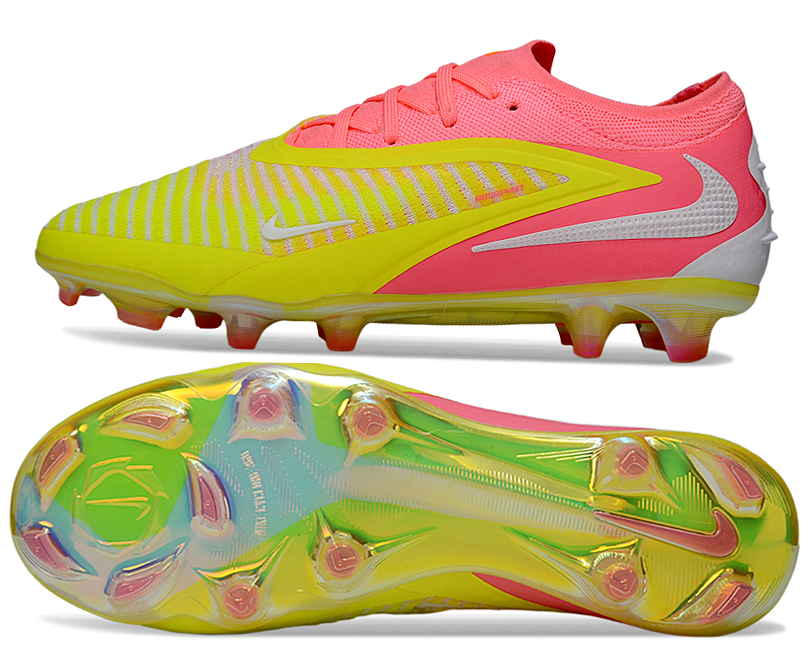 Phantom GX III Elite Low-Top with Double-Layer Waterproof Fishnet Full Knit FG Soccer Shoes - Yellow/Pink/White
