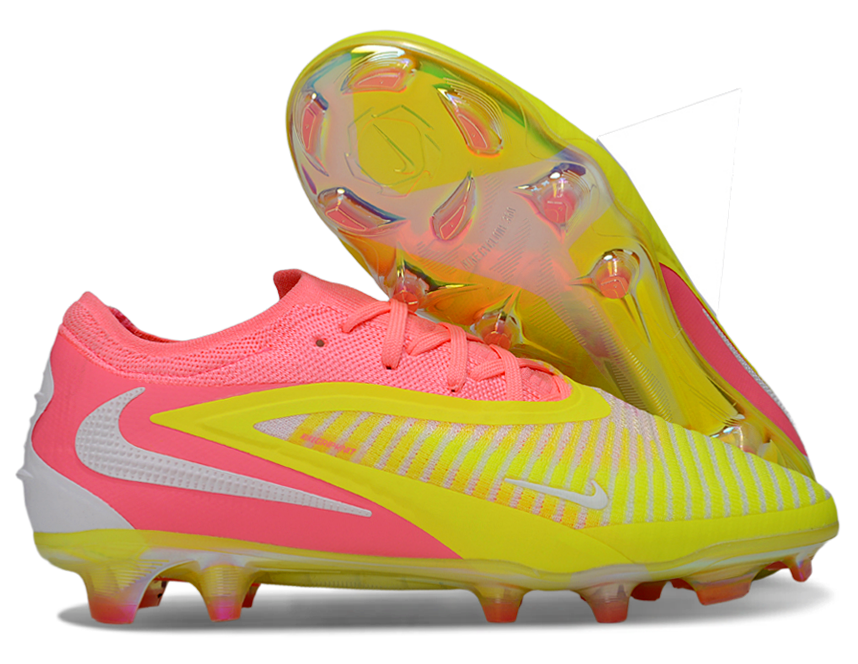 Phantom GX III Elite Low-Top with Double-Layer Waterproof Fishnet Full Knit FG Soccer Shoes - Yellow/Pink/White