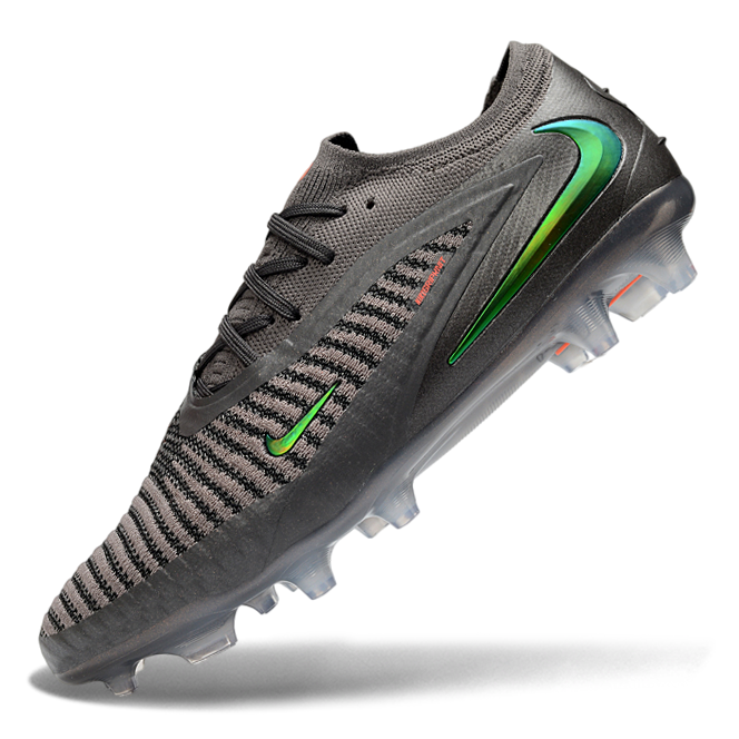 Phantom GX III Elite Low-Top with Laser-Plated Double-Layer Waterproof Fish Silk Knit FG Soccer Shoes - Grey/Black/Green