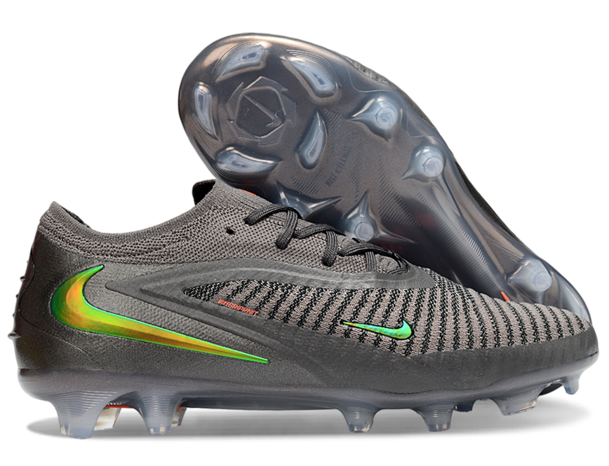 Phantom GX III Elite Low-Top with Laser-Plated Double-Layer Waterproof Fish Silk Knit FG Soccer Shoes - Grey/Black/Green